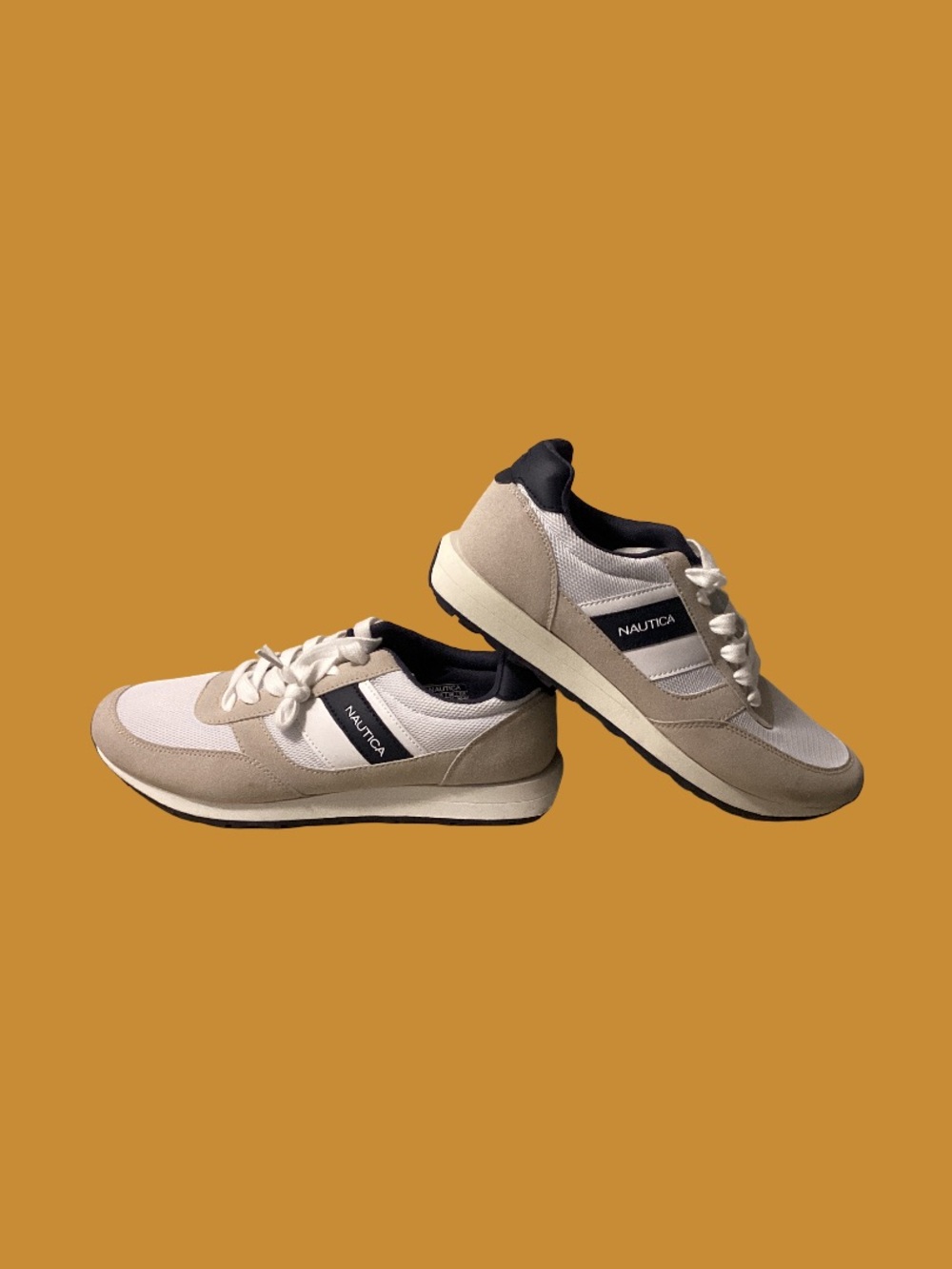 Nautica Men's Beige, White and Black Runner Sneakers